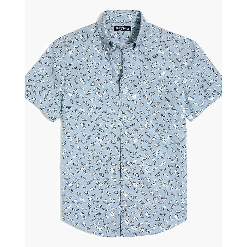 J.Crew Mercantile‎ Flex Mens Large Blue Salt and Lime Print Short Sleeve Shirt